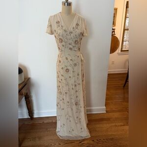 BHLDN Cream Floral Maxi Dress